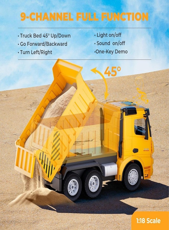 SKYBUCKET RC Dump Toy for Boys -2.4Ghz Remote Control Construction Vehicle, 9-Channel Dump Truck with, Sound,Lights 45° Up and Down Truck Bed, 1×600mAh, Gift for 3-5 4-7 8-12Boys - Image 3